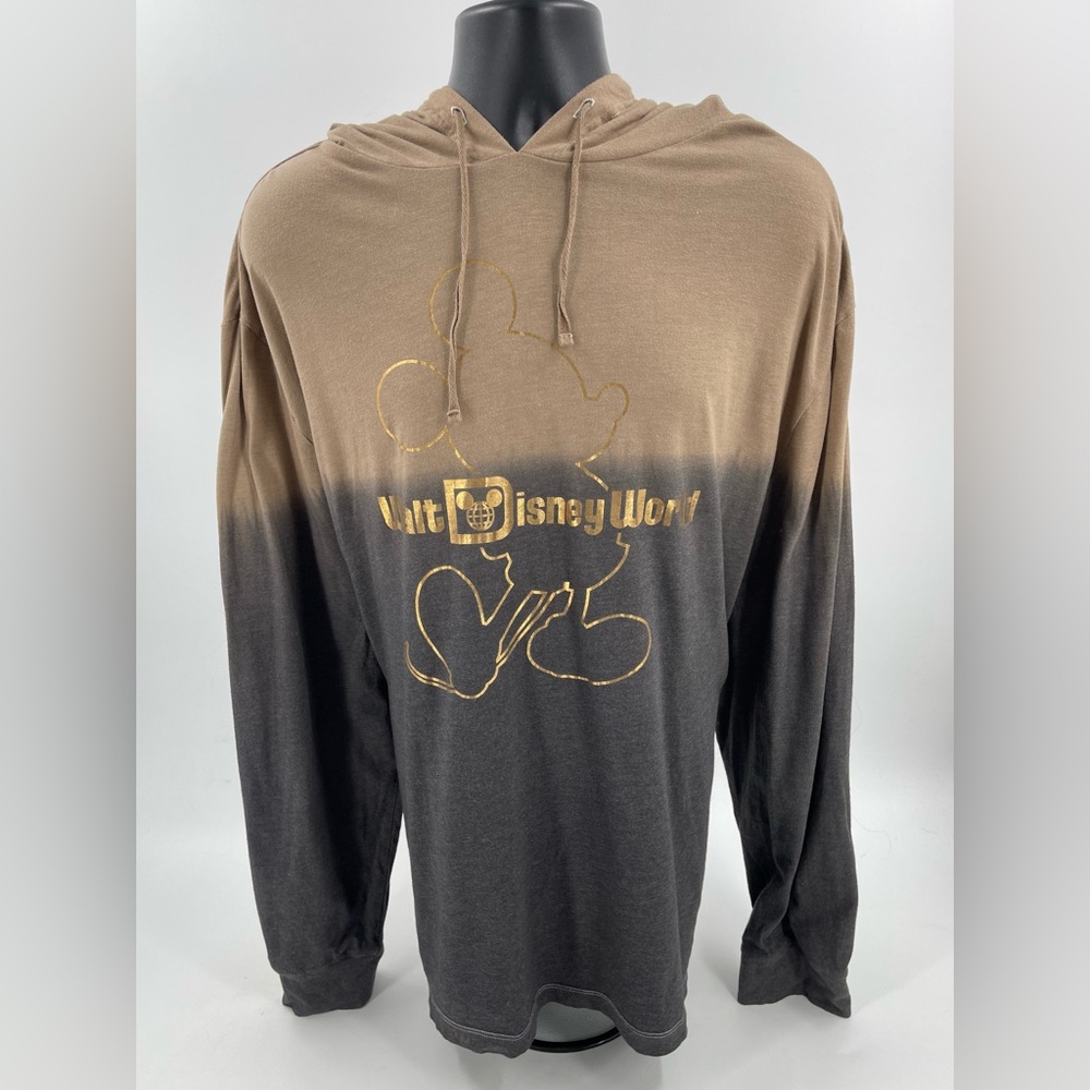 Disney Parks Mickey Mouse Light Weight‎ Hoodie Brown Grey Gradient Men's Size XL